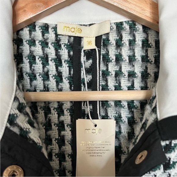 NWT: $445 MAJE Renaga Green Tweed Collared Mini Dress, Size 36 (XS) - Picture 7 of 10